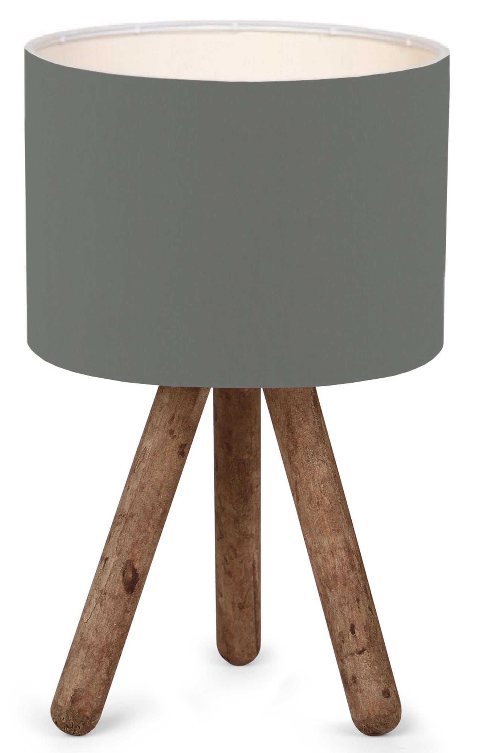 Lampa stołowa Fiestvier ciemnoszary klosz/drewno bukowe