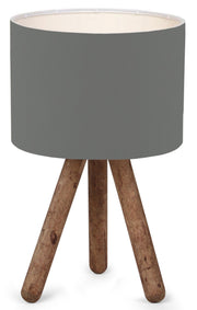 Lampa stołowa Fiestvier ciemnoszary klosz/drewno bukowe