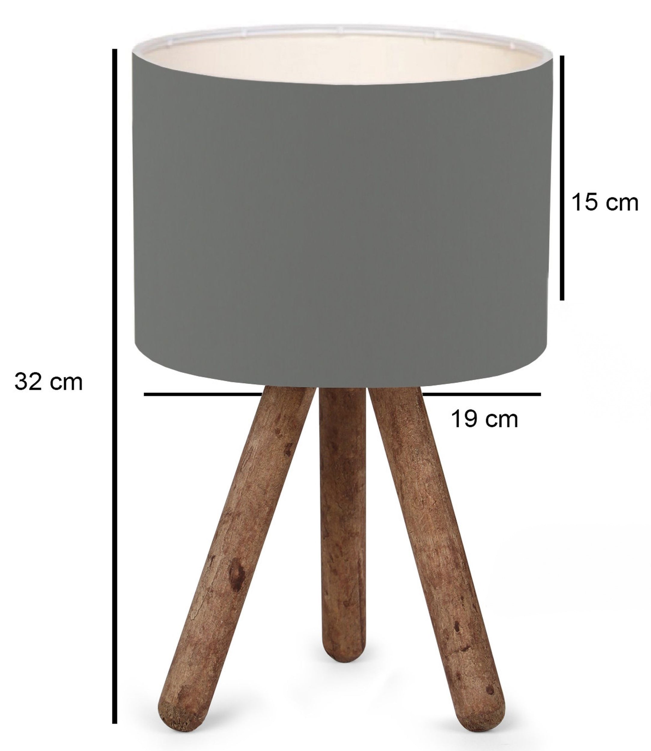 Lampa stołowa Fiestvier ciemnoszary klosz/drewno bukowe