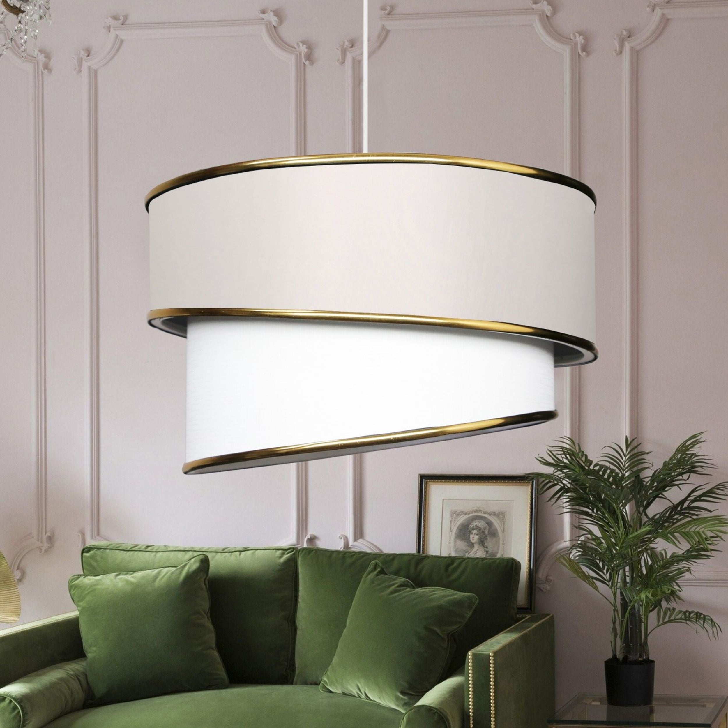 Lampa wisząca Hausally średnica 30 cm złoto-kremowa