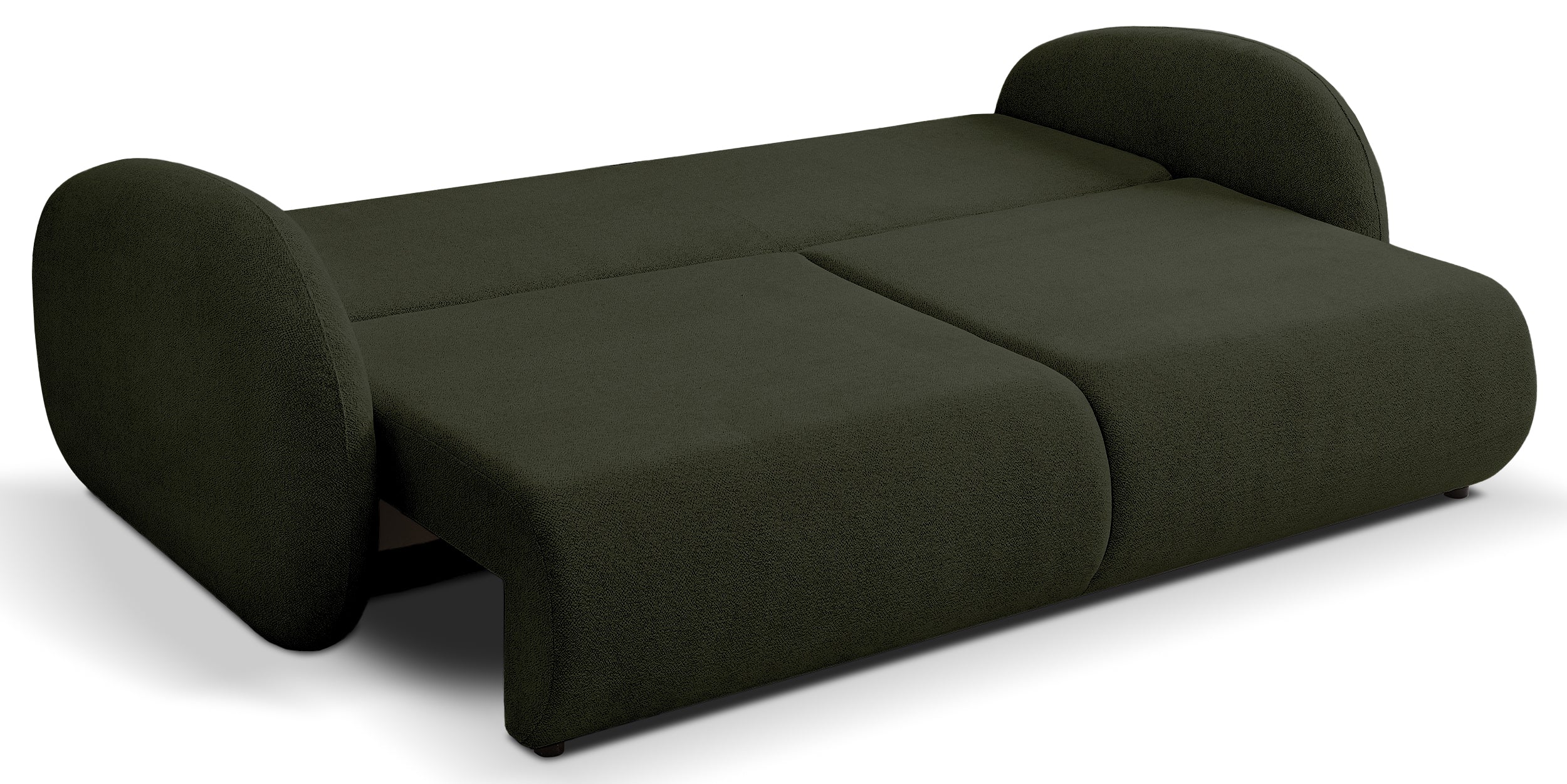 Kanapa rozkładana trzyosobowa Ovally z pojemnikiem oliwkowa szenil