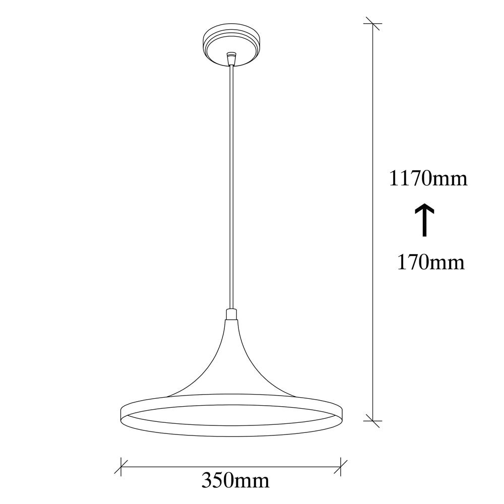 Lampa sufitowa Palmares kapelusz średnica 35 cm z czerwonym kablem