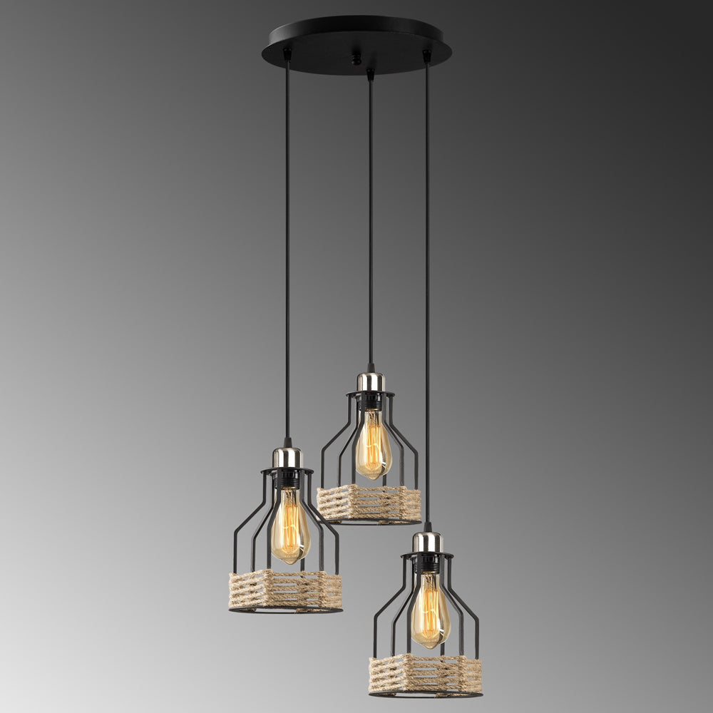 Lampa wisząca Trunica x3 kaskada czarna