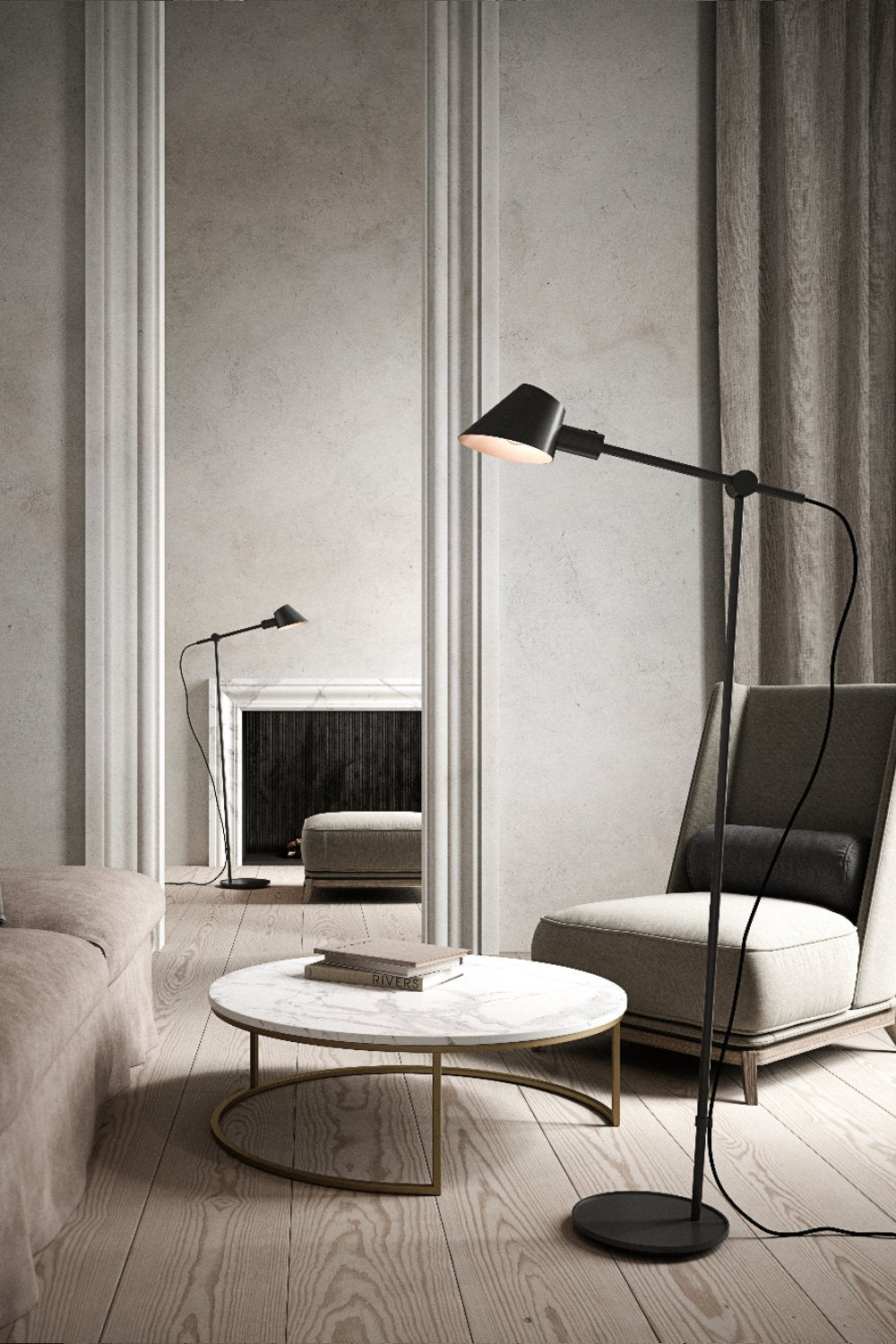 Lampa podłogowa Stay 135 cm czarna