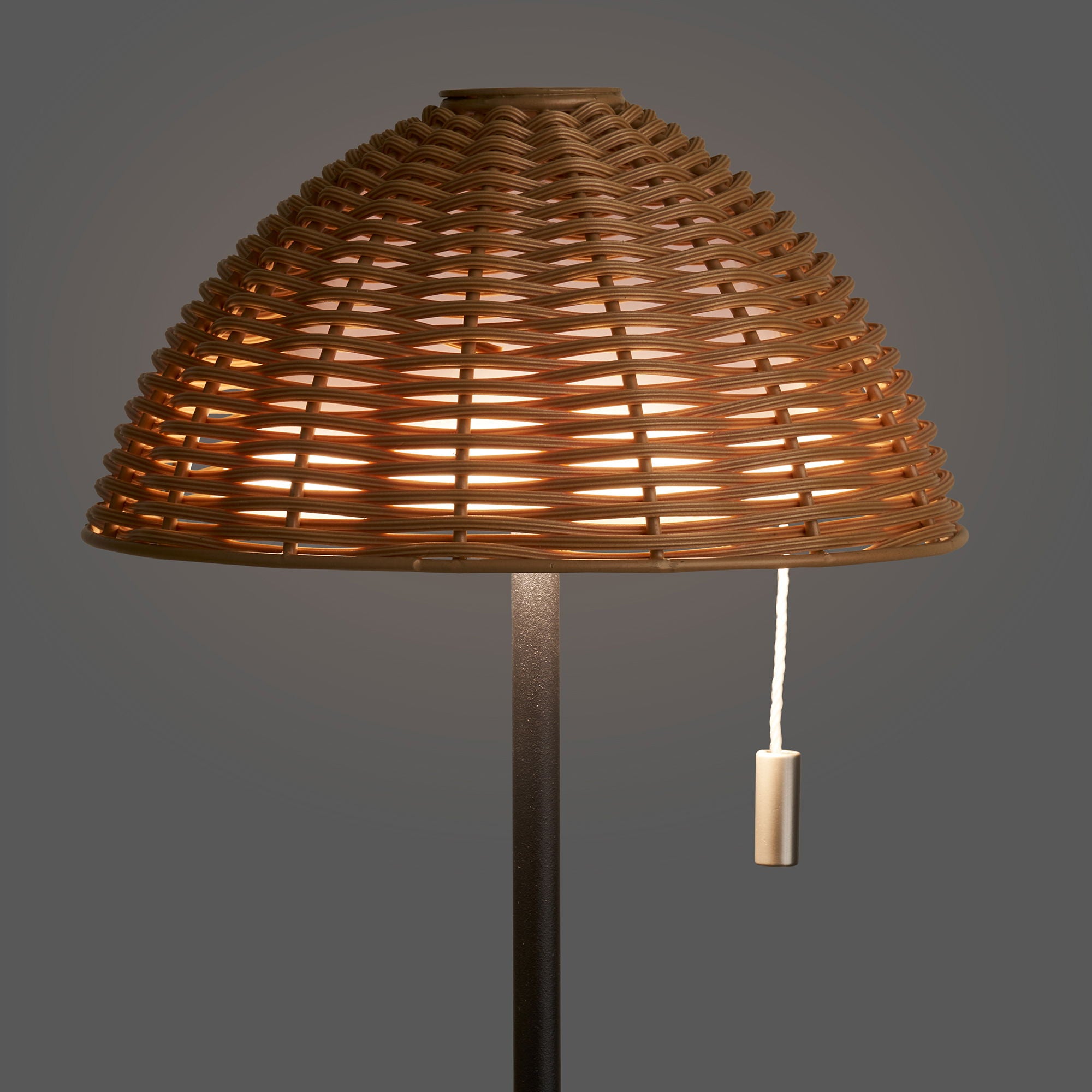 Lampa stołowa Wigan LED metalowa akumulatorowa czarno-brązowa