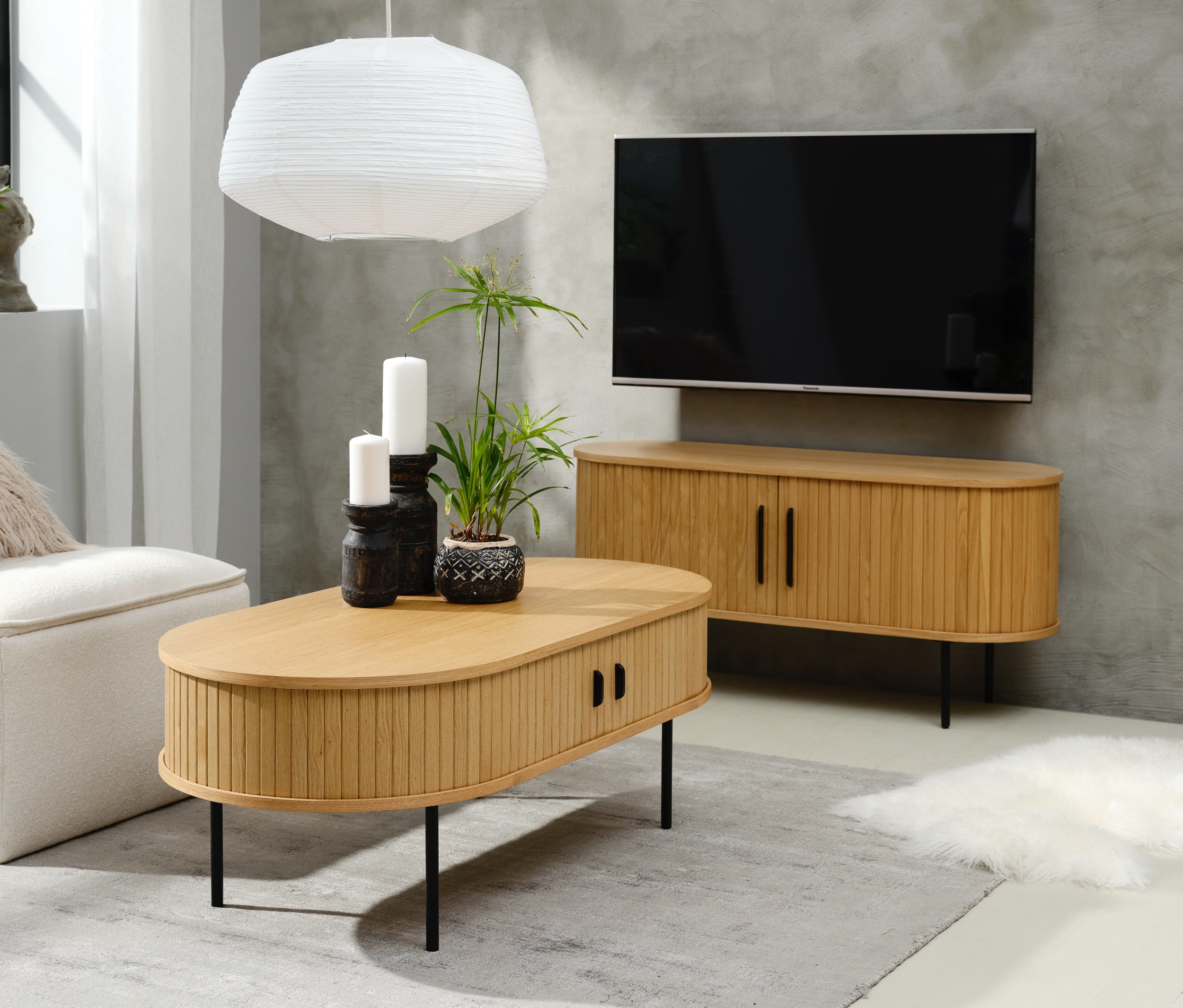 Ława drewniana Gativel 120x60 cm lamele dąb naturalny