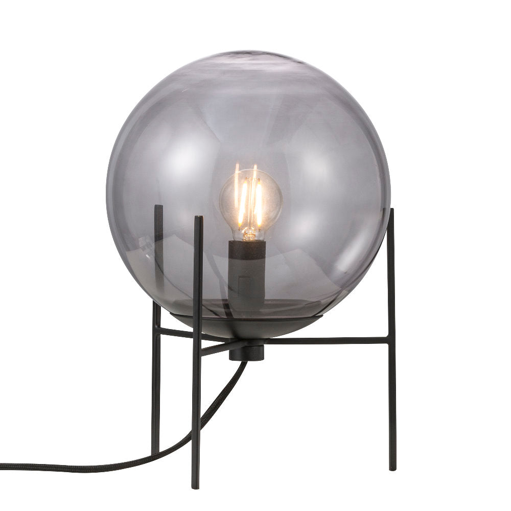 Lampa stołowa Alton szare szkło na czarnej podstawie