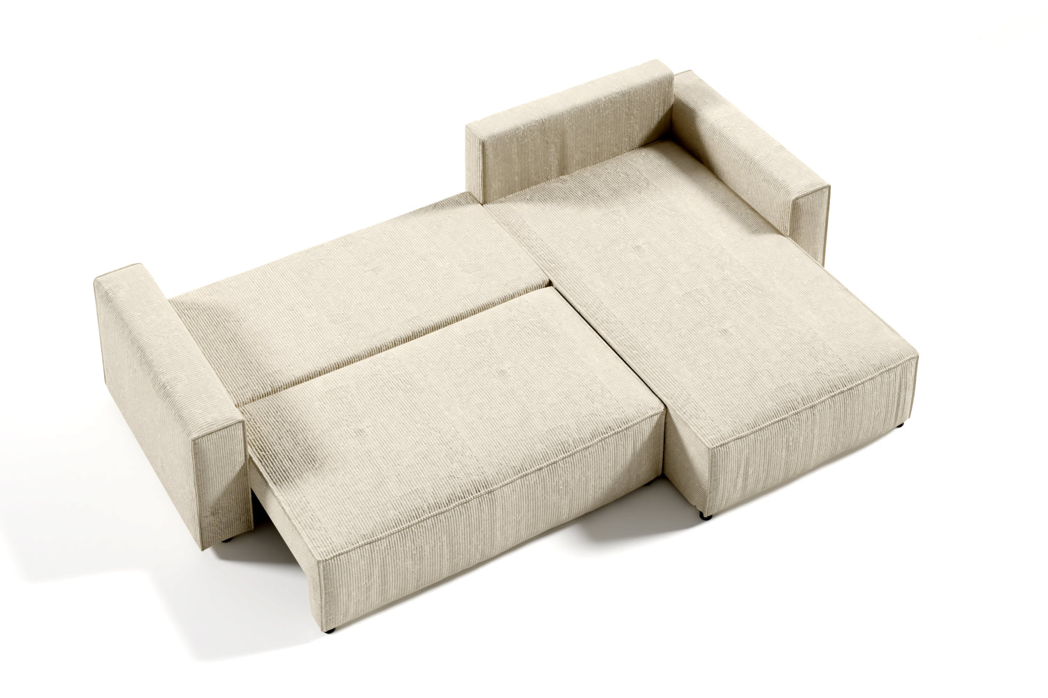 Narożnik z funkcją spania Bazzanese L-kształtny uniwersalny z pojemnikiem jasnoszary sztruks