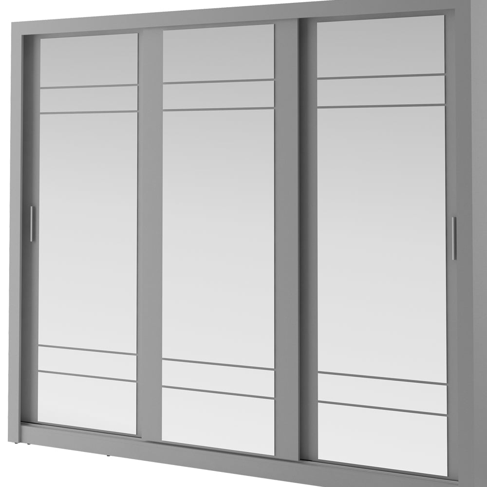 Szafa Arti 250 cm z trzema lustrami szara