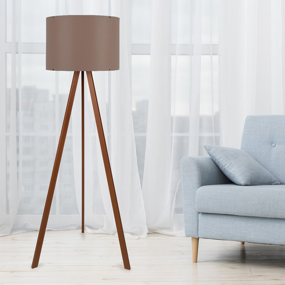 Lampa podłogowa Salika na brązowym stelażu