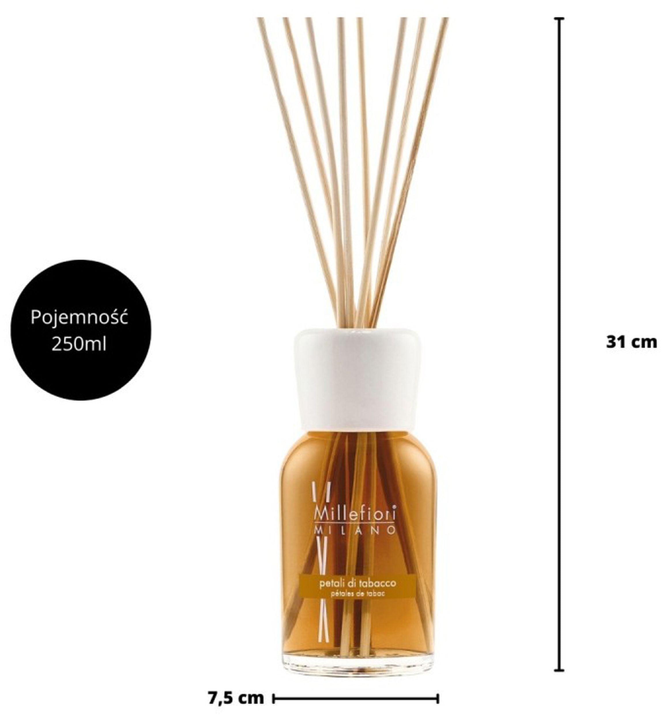 Pałeczki zapachowe Millefiori Milano Petali Di Tabacco 250 ml