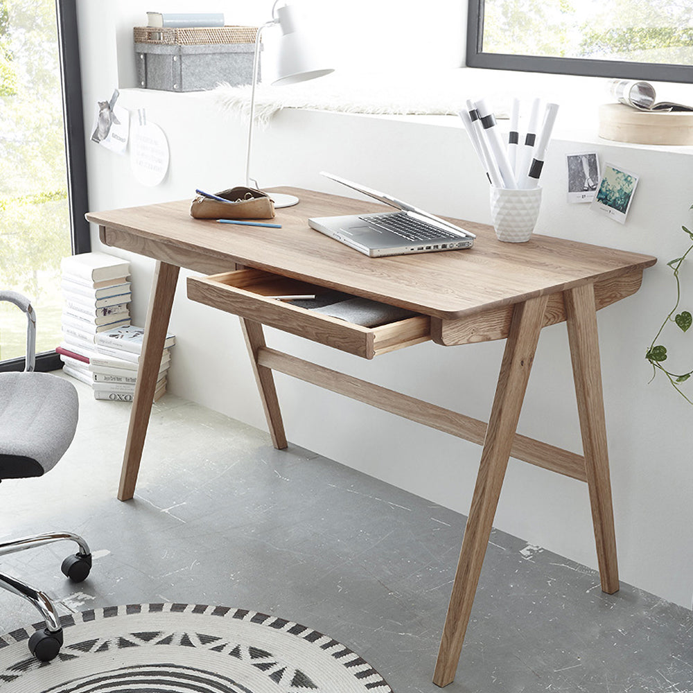 Biurko Gorgonize 120x65 cm z dwiema szufladami dąb sękaty