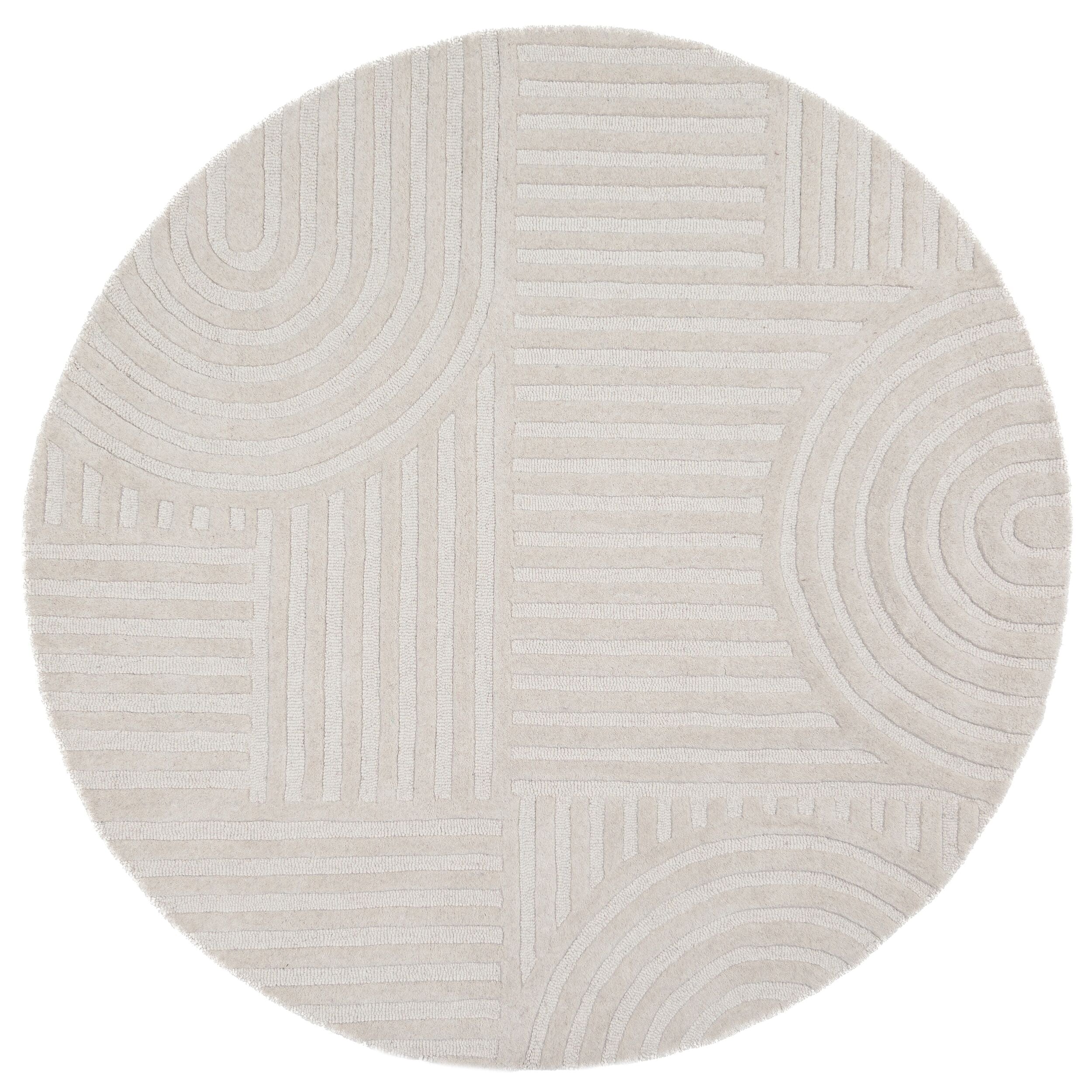 Dywan wełniany ręcznie wykonany Zen Garden ⌀160 cm beżowy
