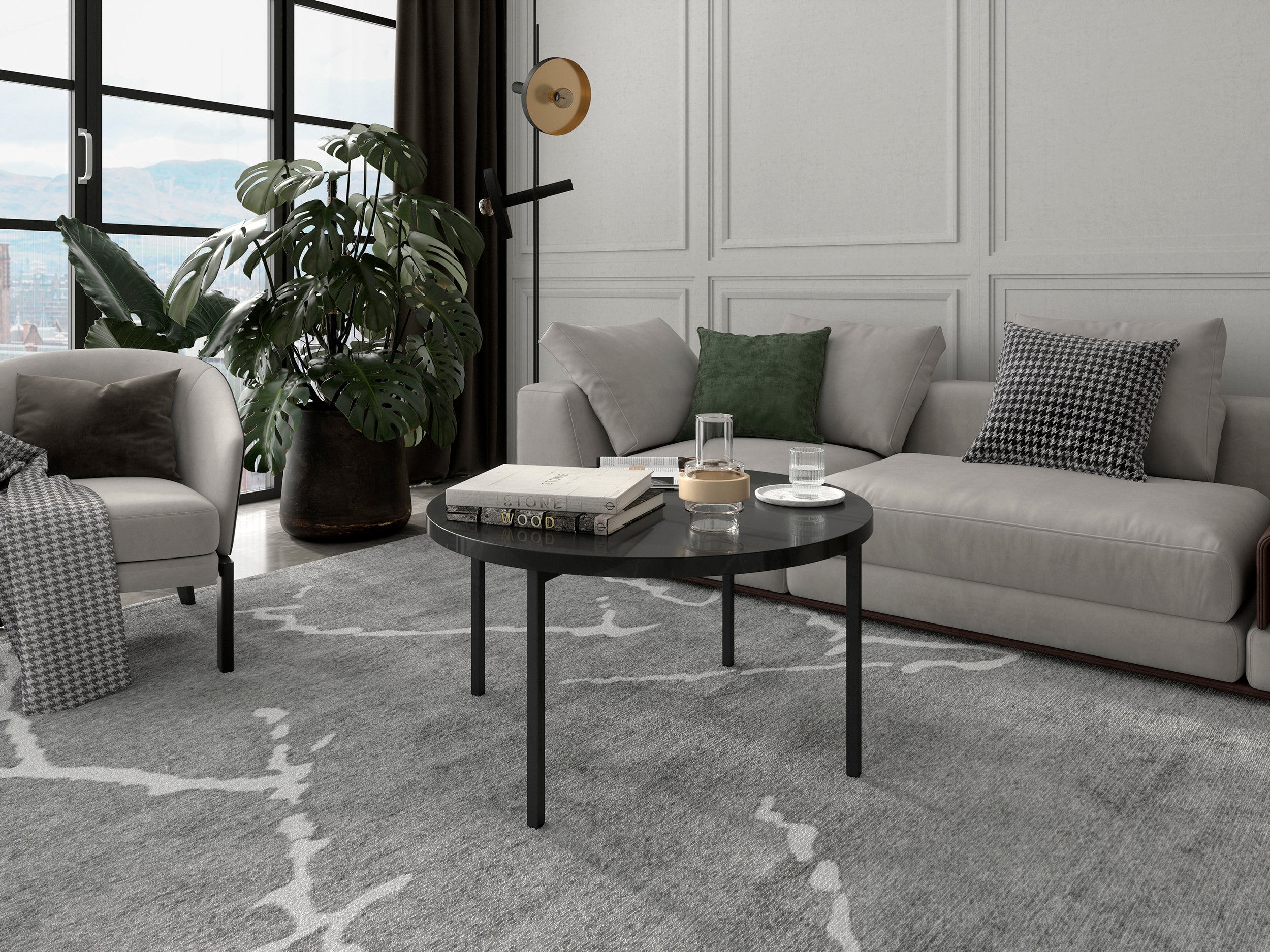 Stolik kawowy Kortala okrągły 80 cm czarny połysk