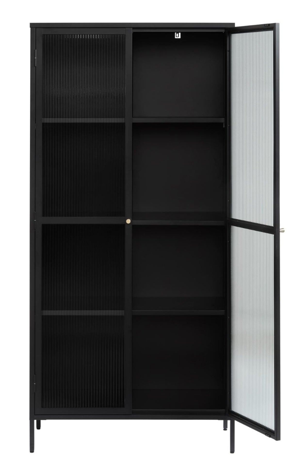 Witryna metalowa Avensunly 190 cm z przeszkleniem czarna