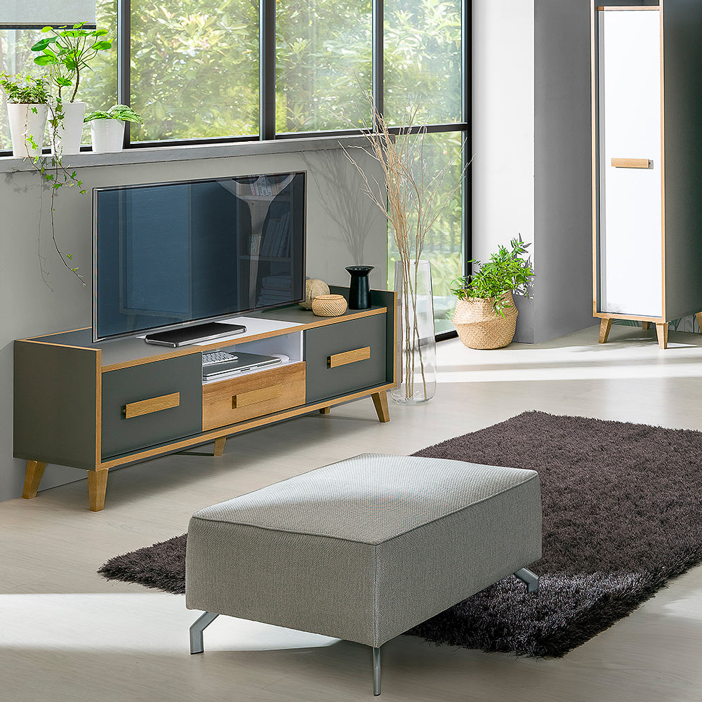 Szafka RTV Ellipticum 160 cm z szufladami antracyt/biały