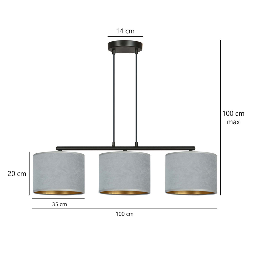 Lampa wisząca Hellid x3 72 cm szara