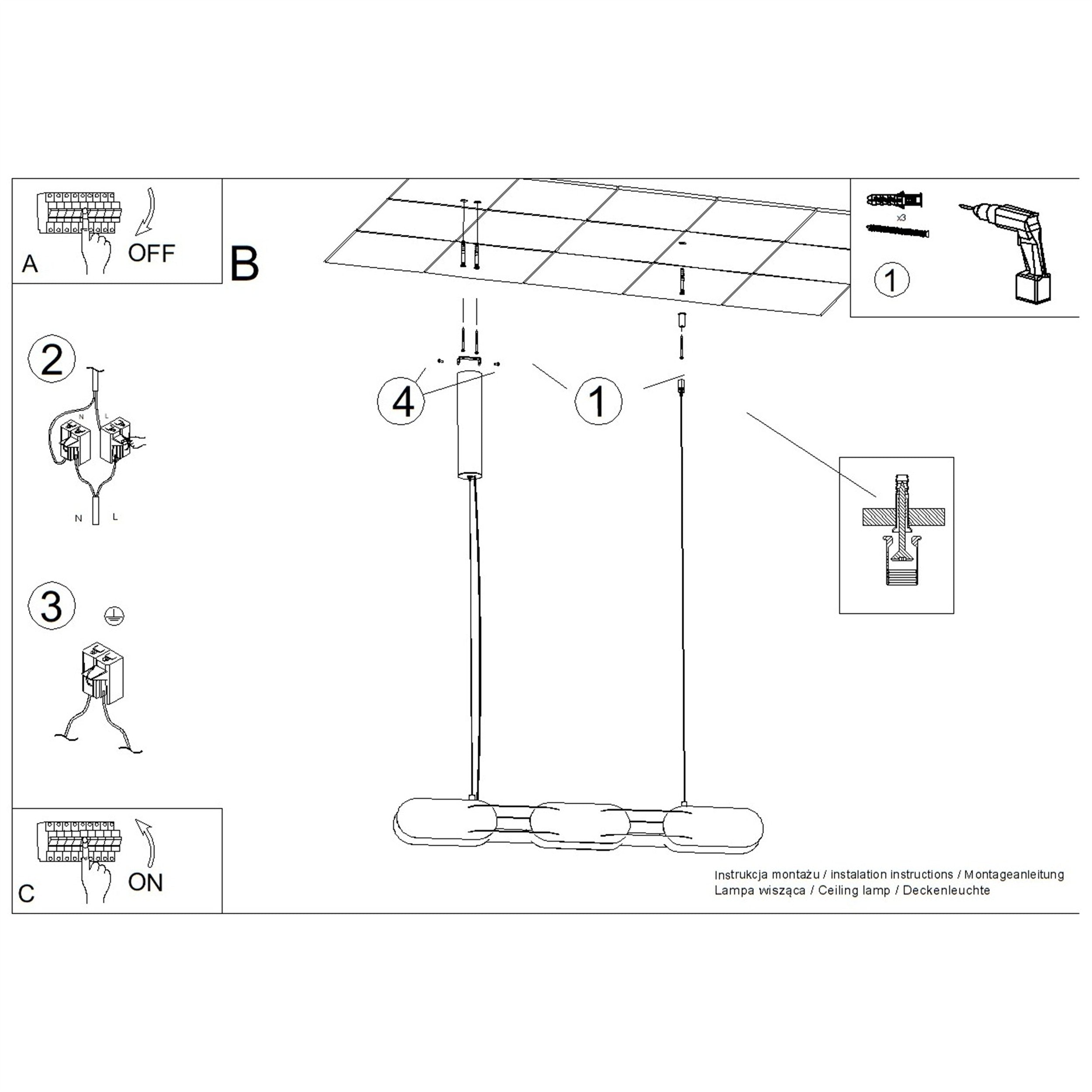 Lampa wisząca Chain 91 cm LED żółta