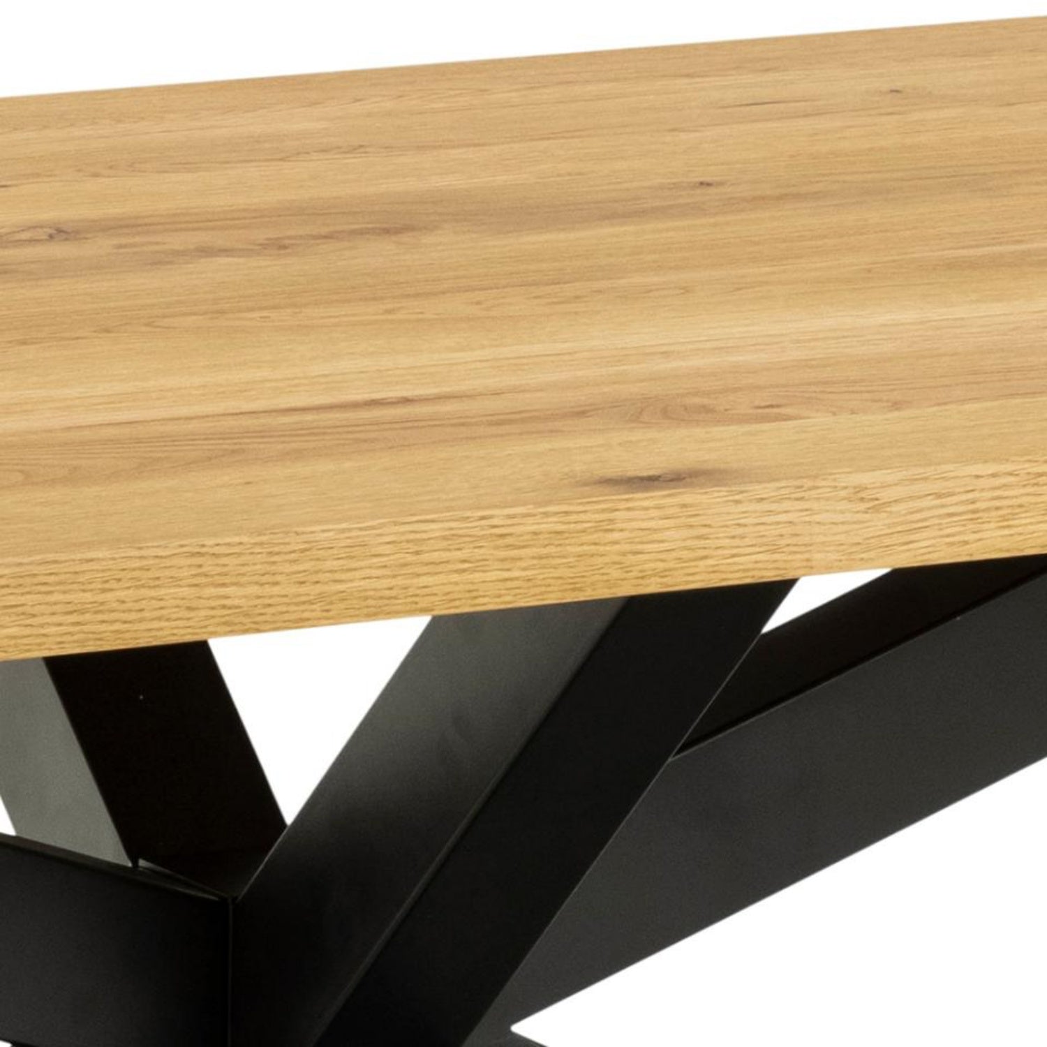 Stół do jadalni prostokątny Kardema 220x90 cm dąb fornirowany na czarnych nogach