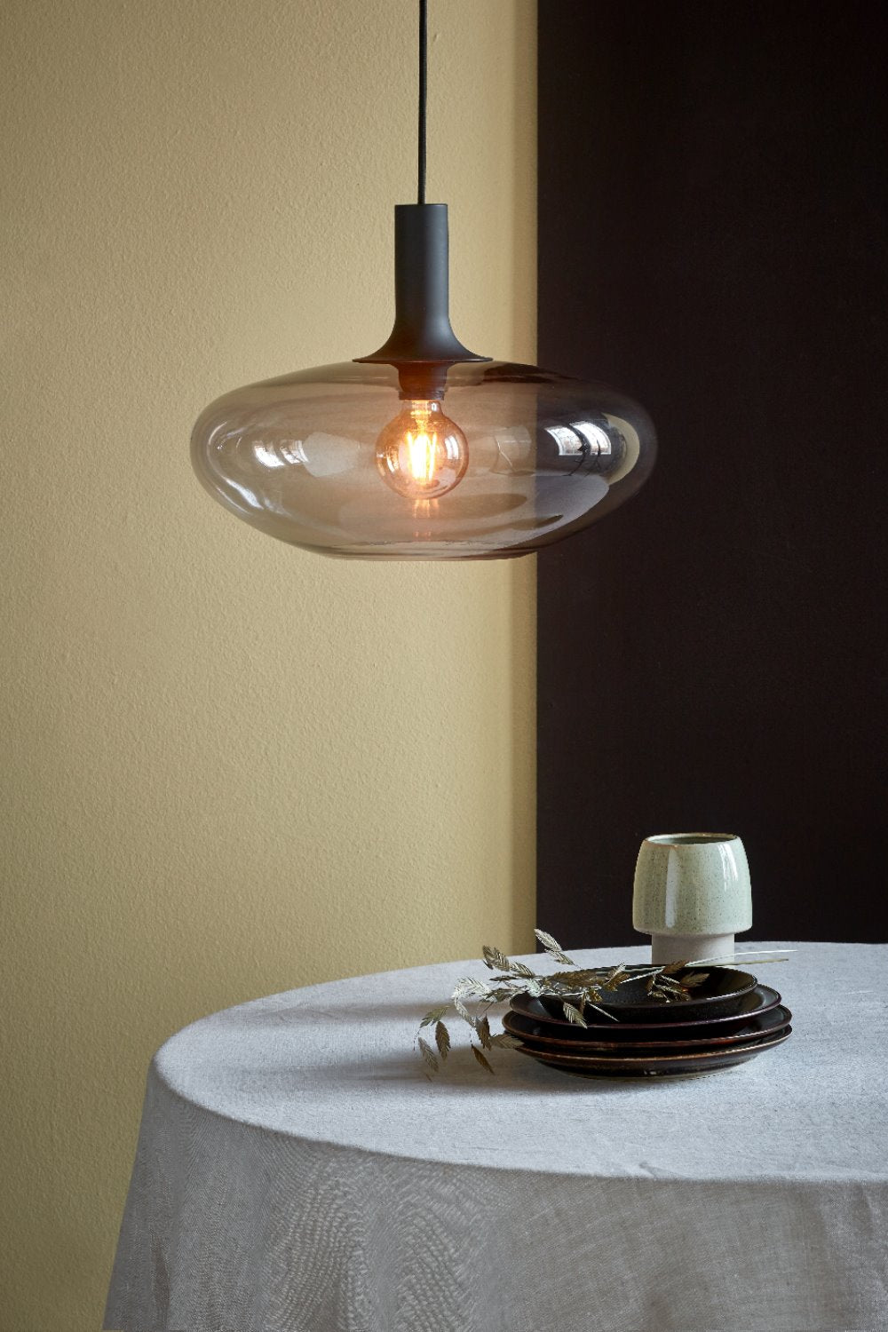 Lampa wisząca Alton średnica 35 cm szare szkło