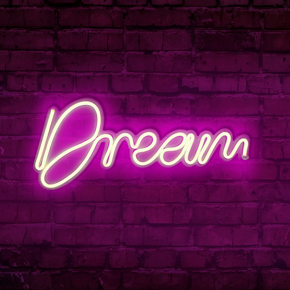 Neon na ścianę Letely z napisem Dream różowy