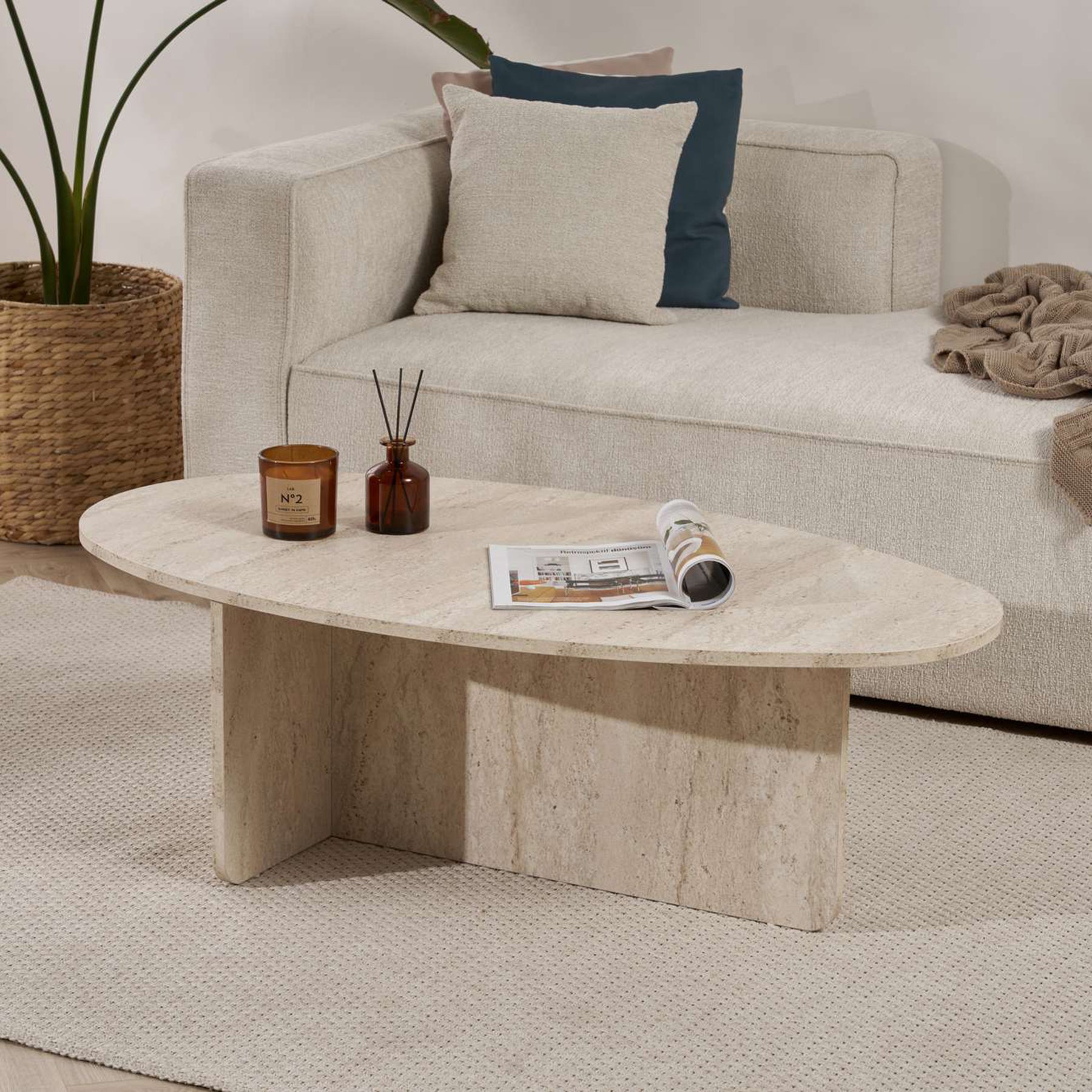 Stolik kawowy Orba 120x65 cm trawertyn