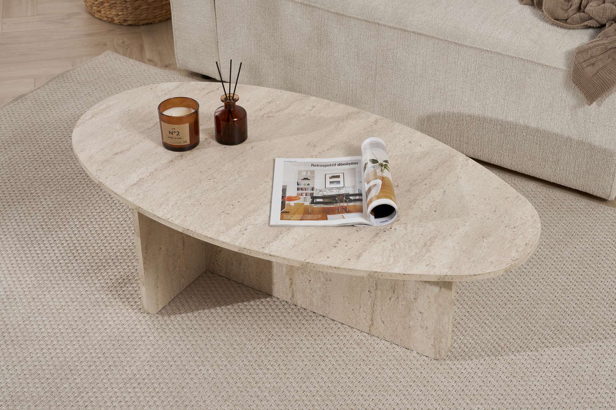 Stolik kawowy Orba 120x65 cm trawertyn
