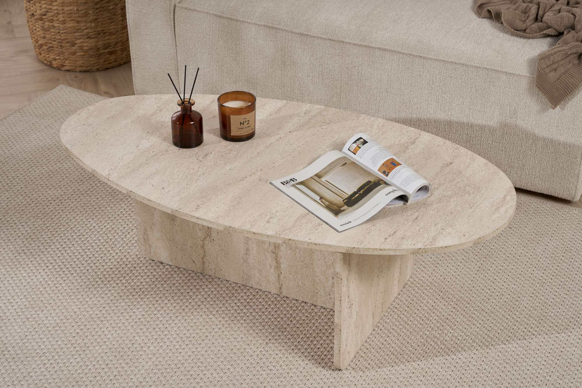 Stolik kawowy Orba 120x65 cm trawertyn