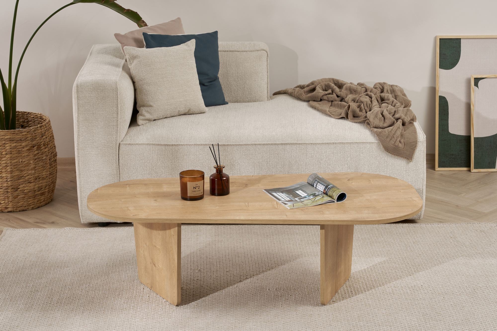 Stolik kawowy Vellu 130x65 cm dąb naturalny