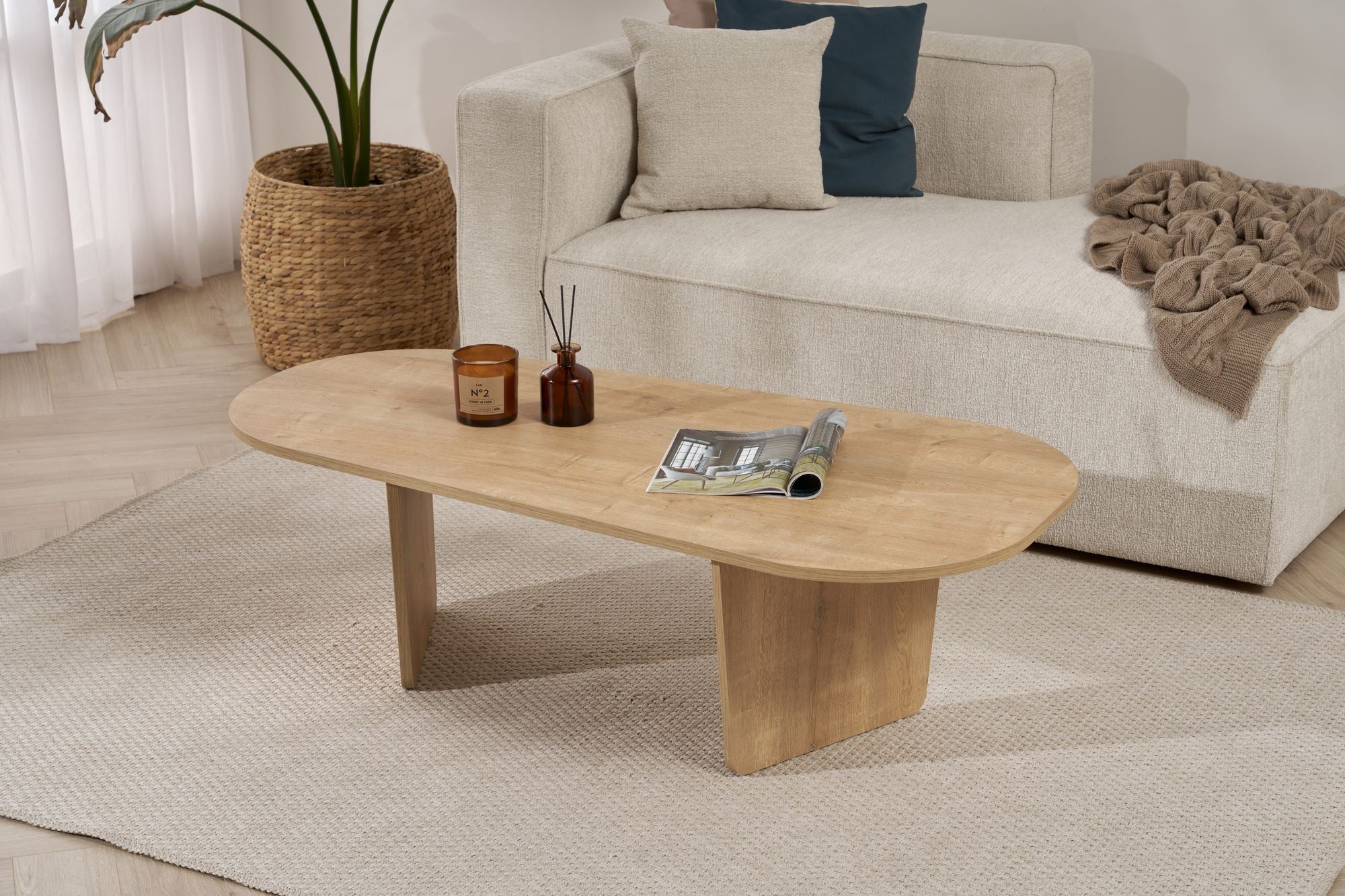 Stolik kawowy Vellu 130x65 cm dąb naturalny