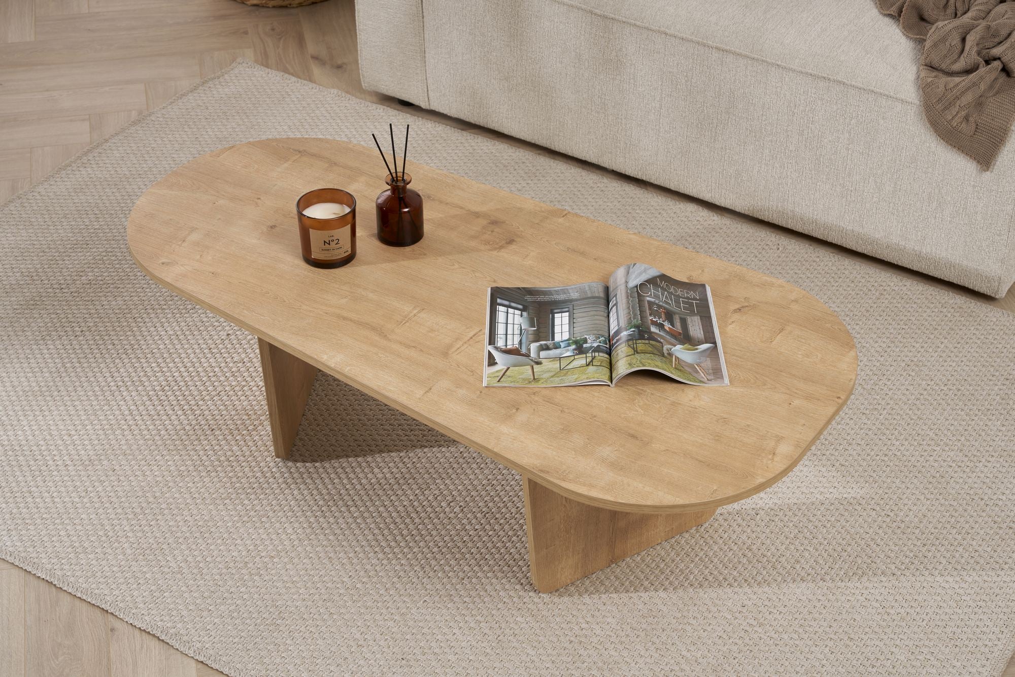 Stolik kawowy Vellu 130x65 cm dąb naturalny