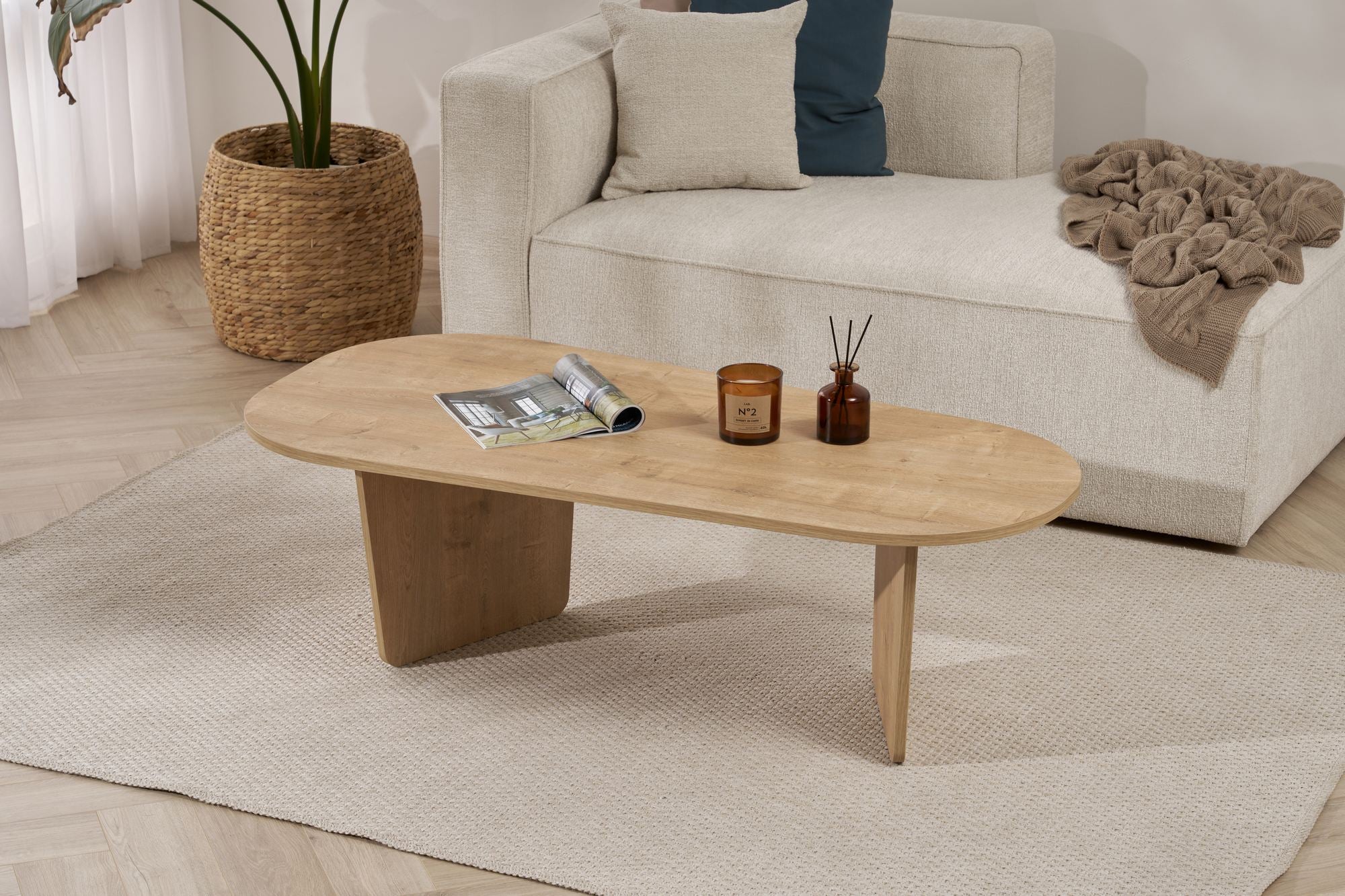Stolik kawowy Vellu 130x65 cm dąb naturalny