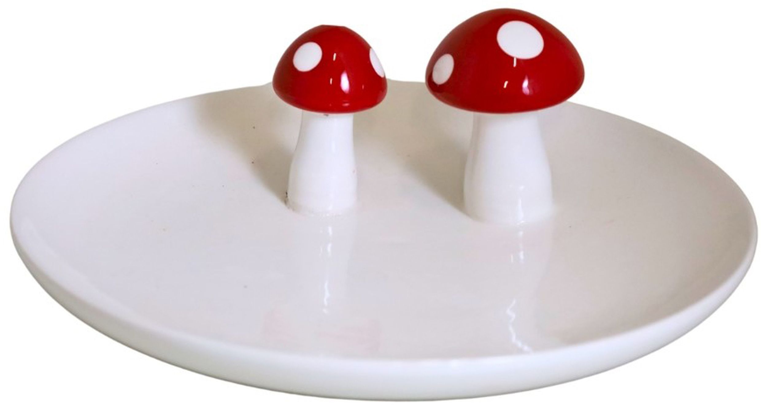 Zestaw 2 talerzy Jellano średnica 23 cm ceramiczne białe z muchomorkami