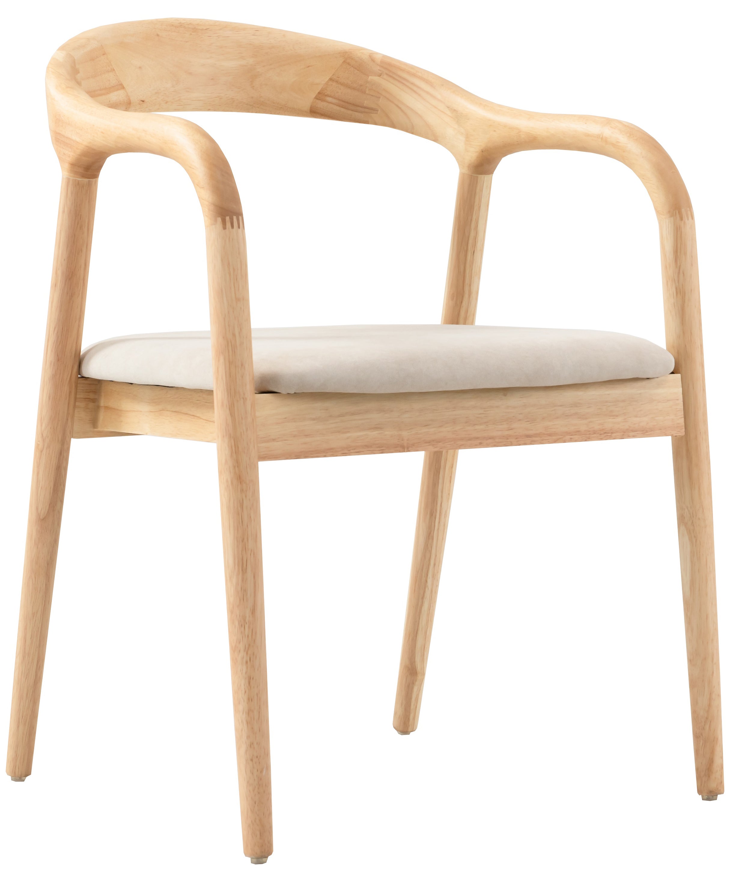 Krzesło drewniane do jadalni Battione w tkaninie łatwoczyszczącej beżowy welur/dąb naturalny