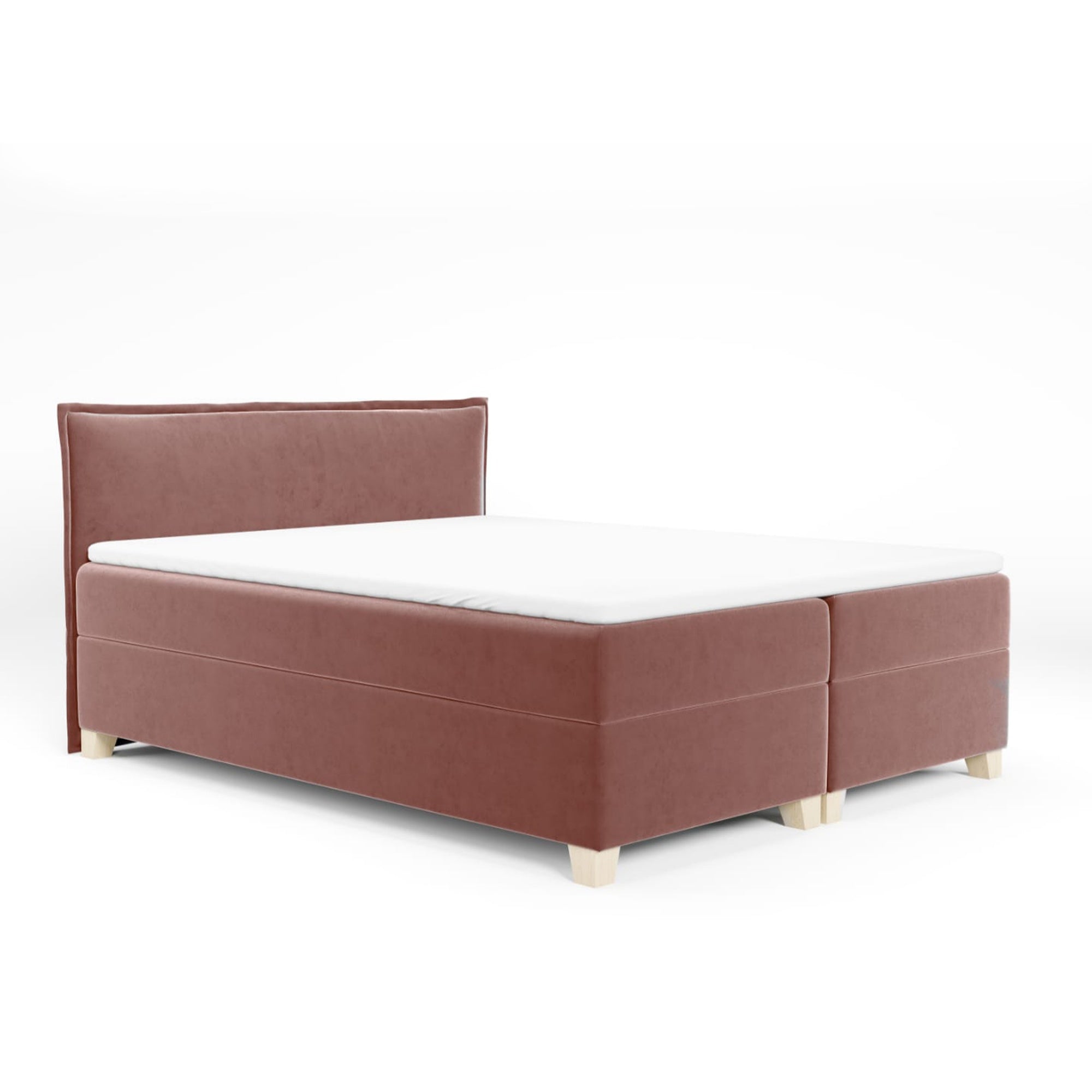 Łóżko kontynentalne 180x200 cm Froncle z pojemnikami i topperem różowe