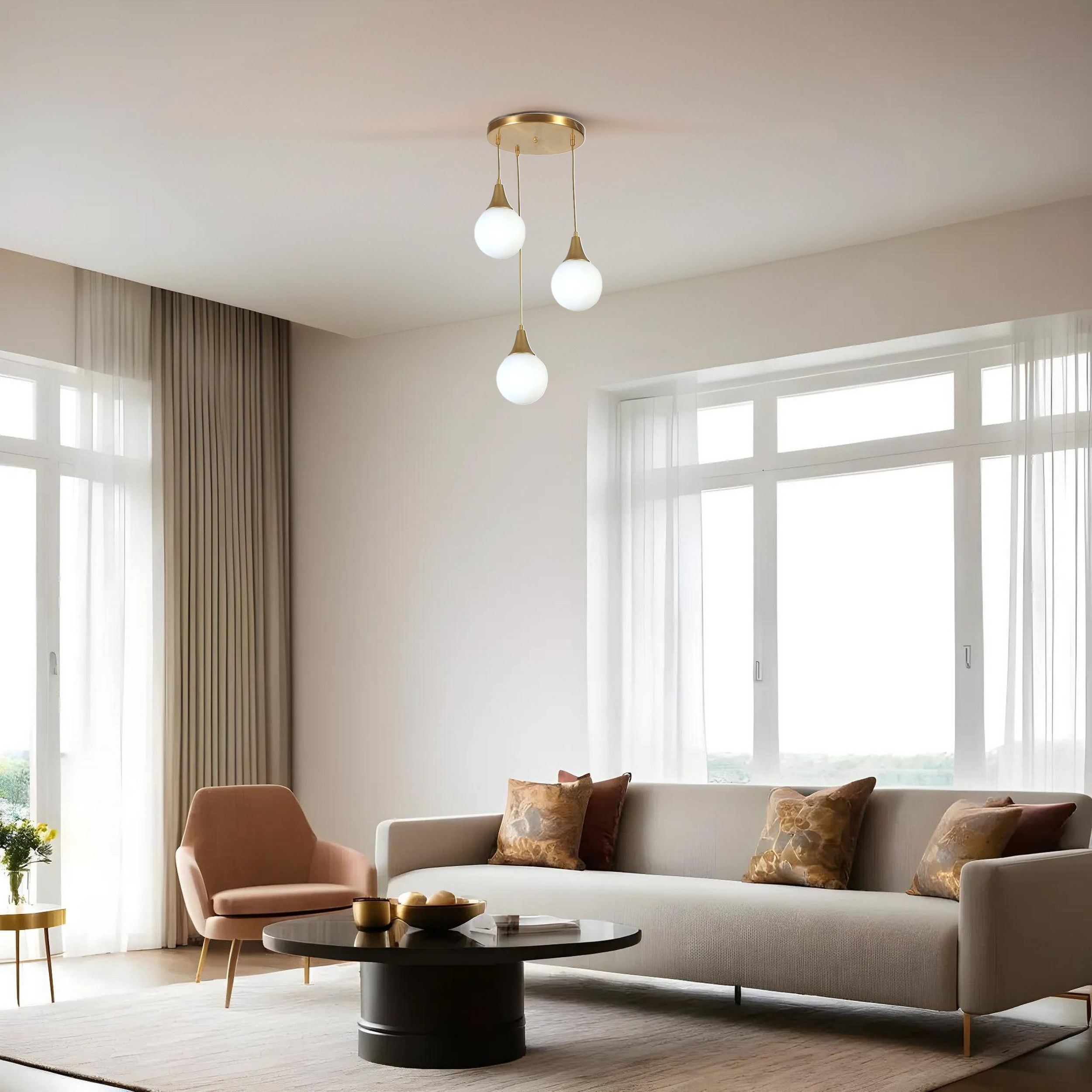 Lampa wisząca Stella x3 biało-złota