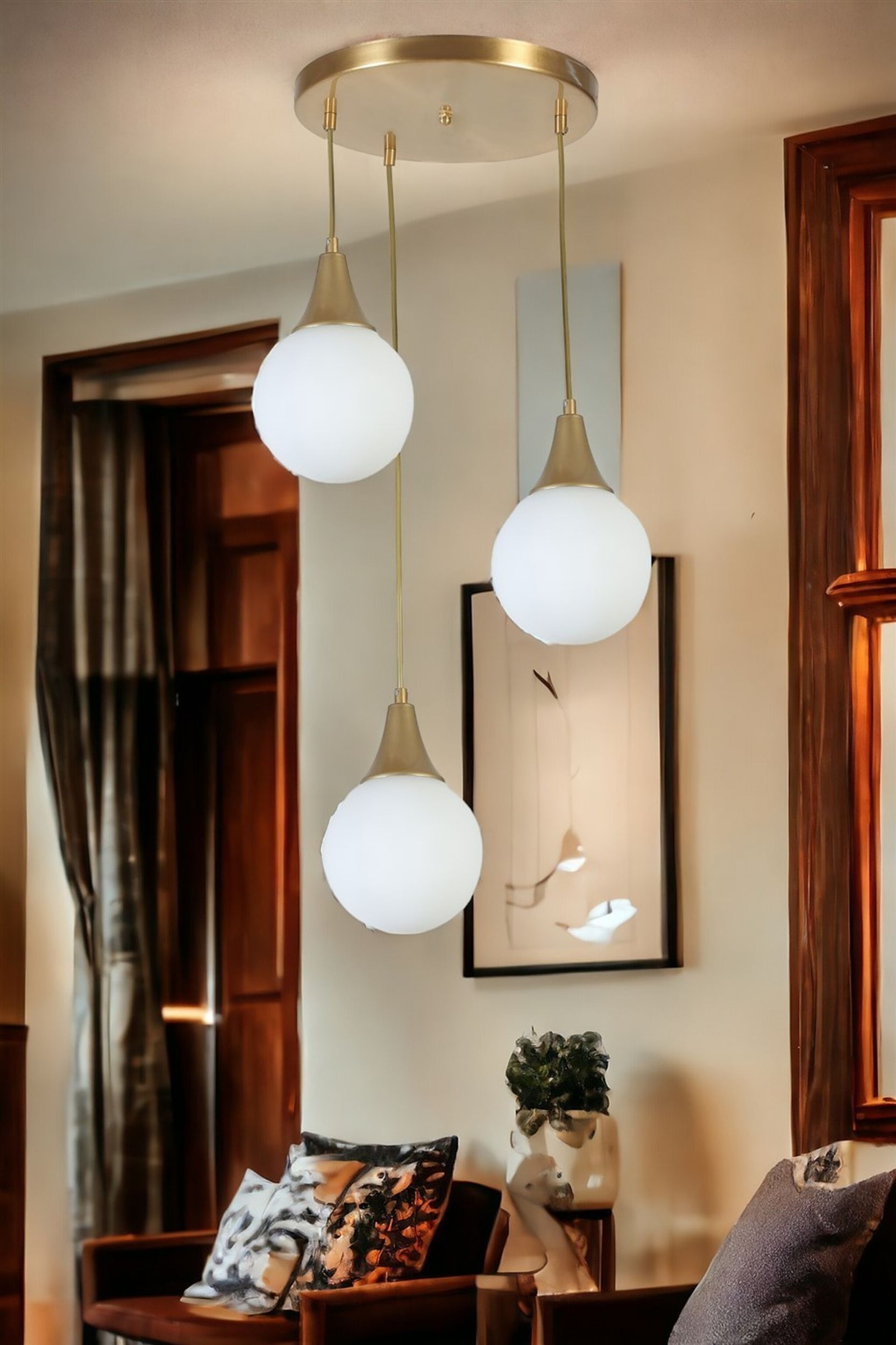 Lampa wisząca Stella x3 biało-złota