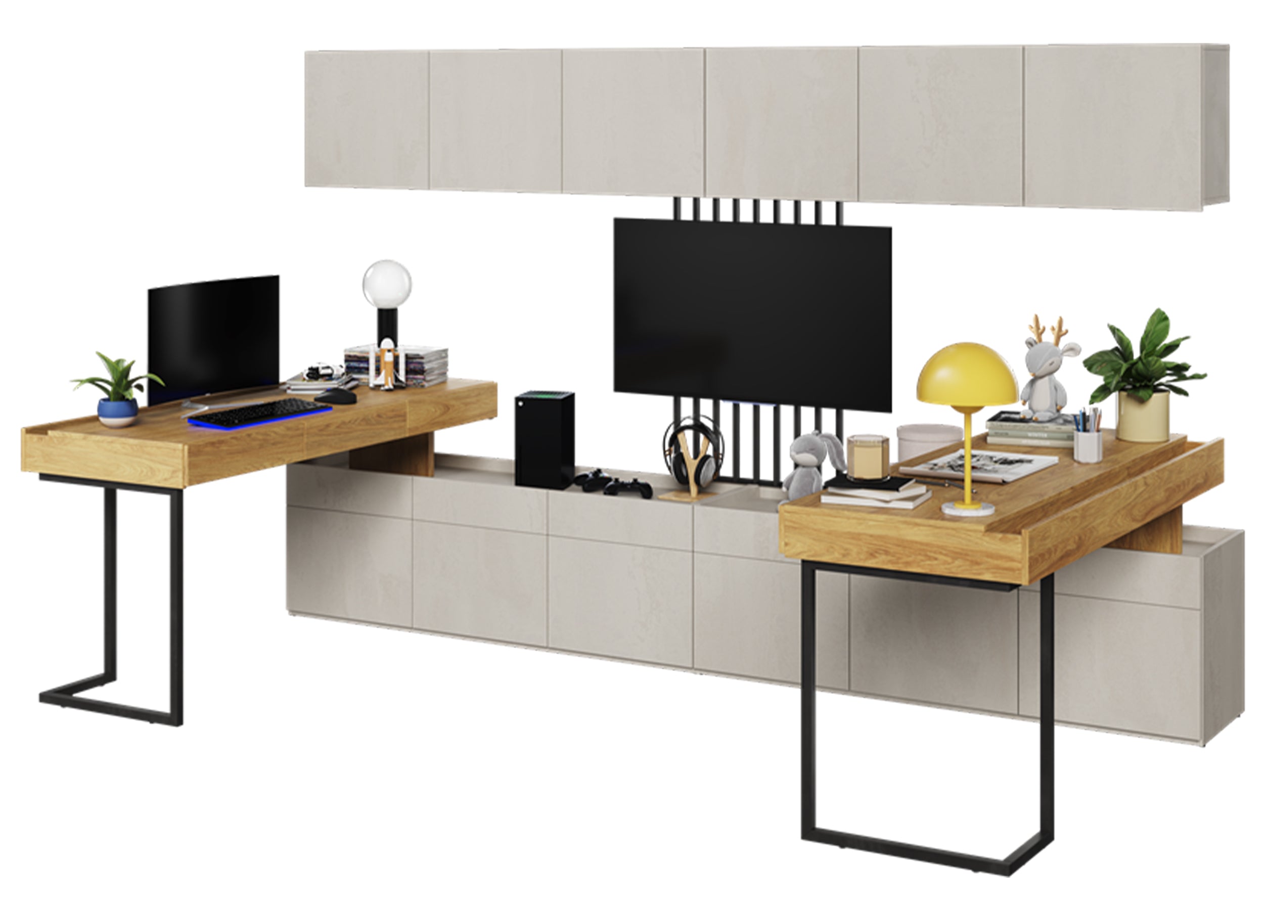 Biurko narożne Teen Flex prawe/lewe z szufladami 110 cm Hikora naturalna / raw steel