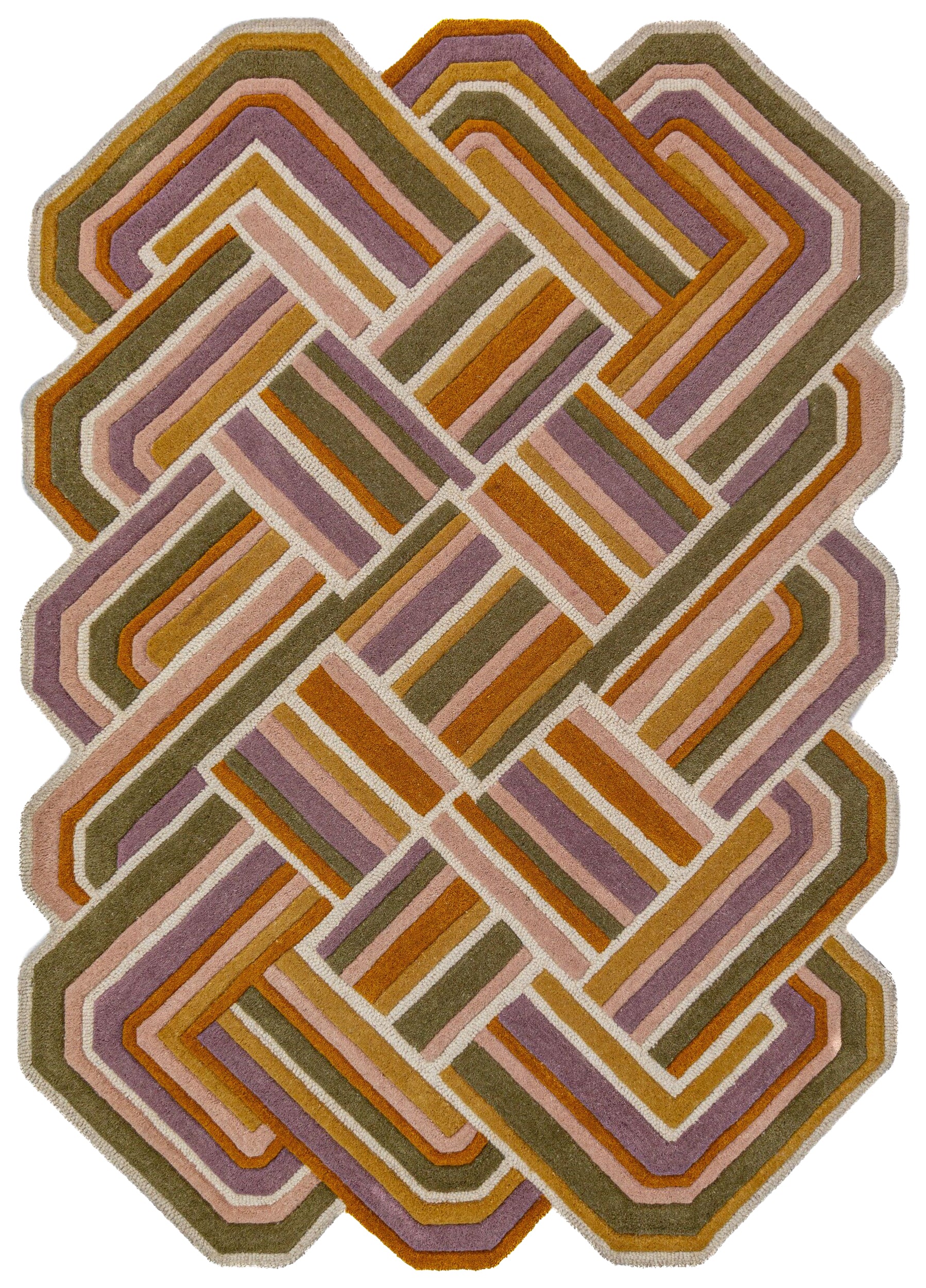 Dywan wełniany ręcznie wykonany Lattice 140x200 cm fioletowy