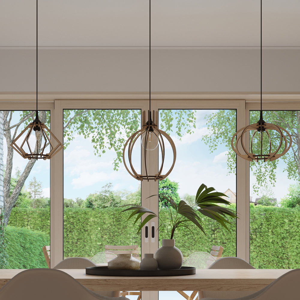 Lampa wisząca Fenna drewniana