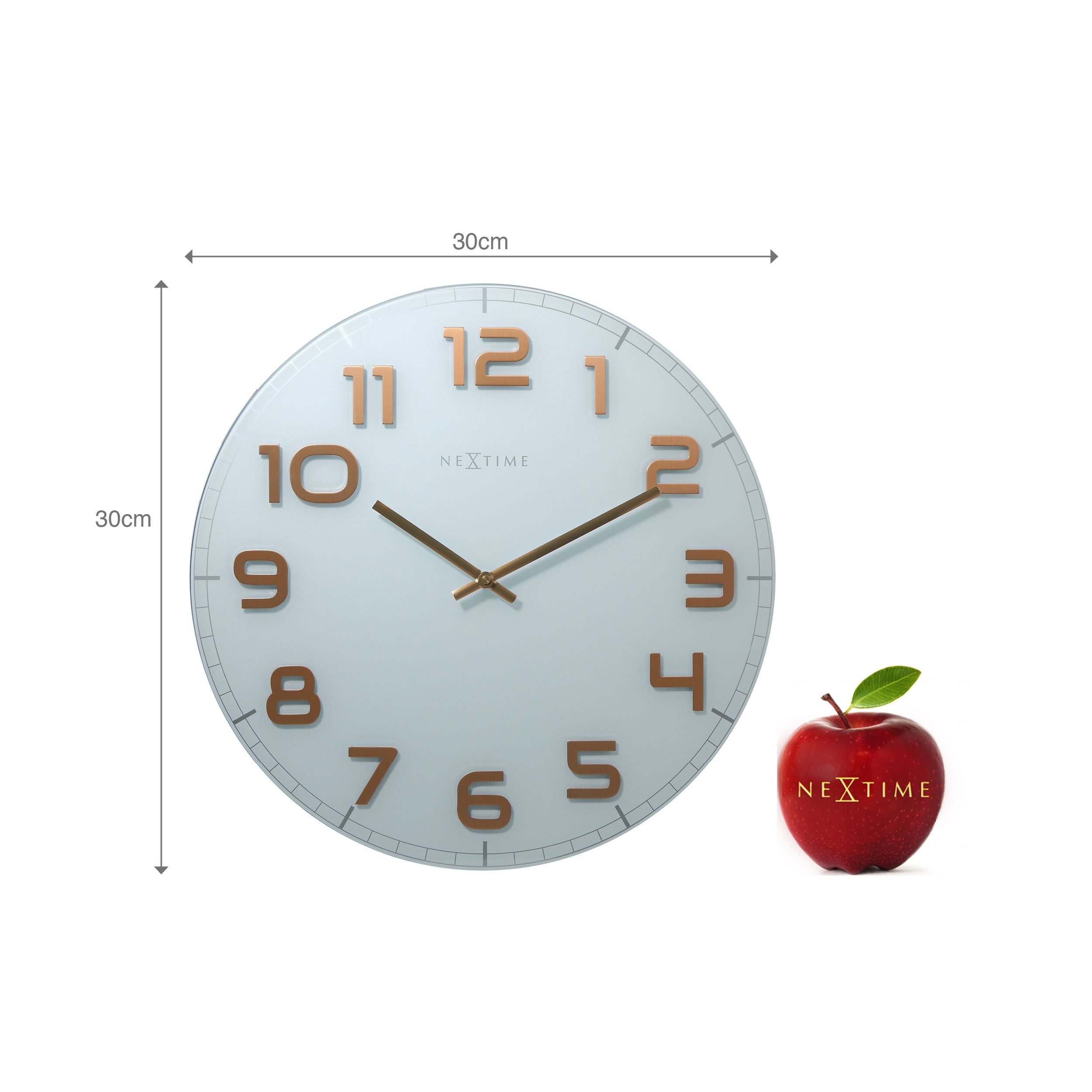 Zegar ścienny Classy 30 cm biało-miedziany