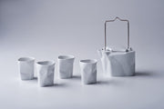 Zestaw do herbaty porcelanowy Pogięty biały