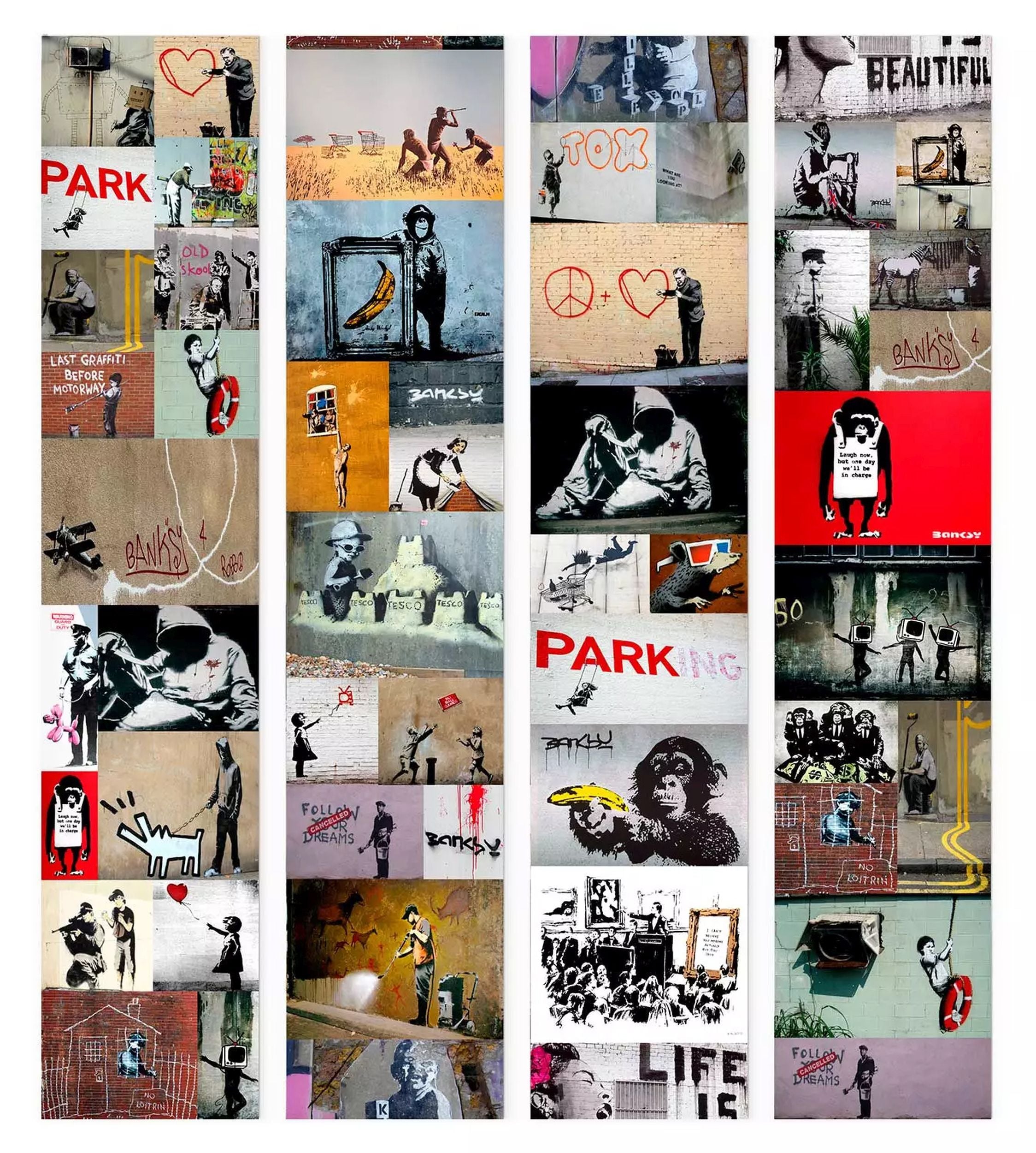 Tapeta Kolaż graffiti Banksy 1000x50 cm