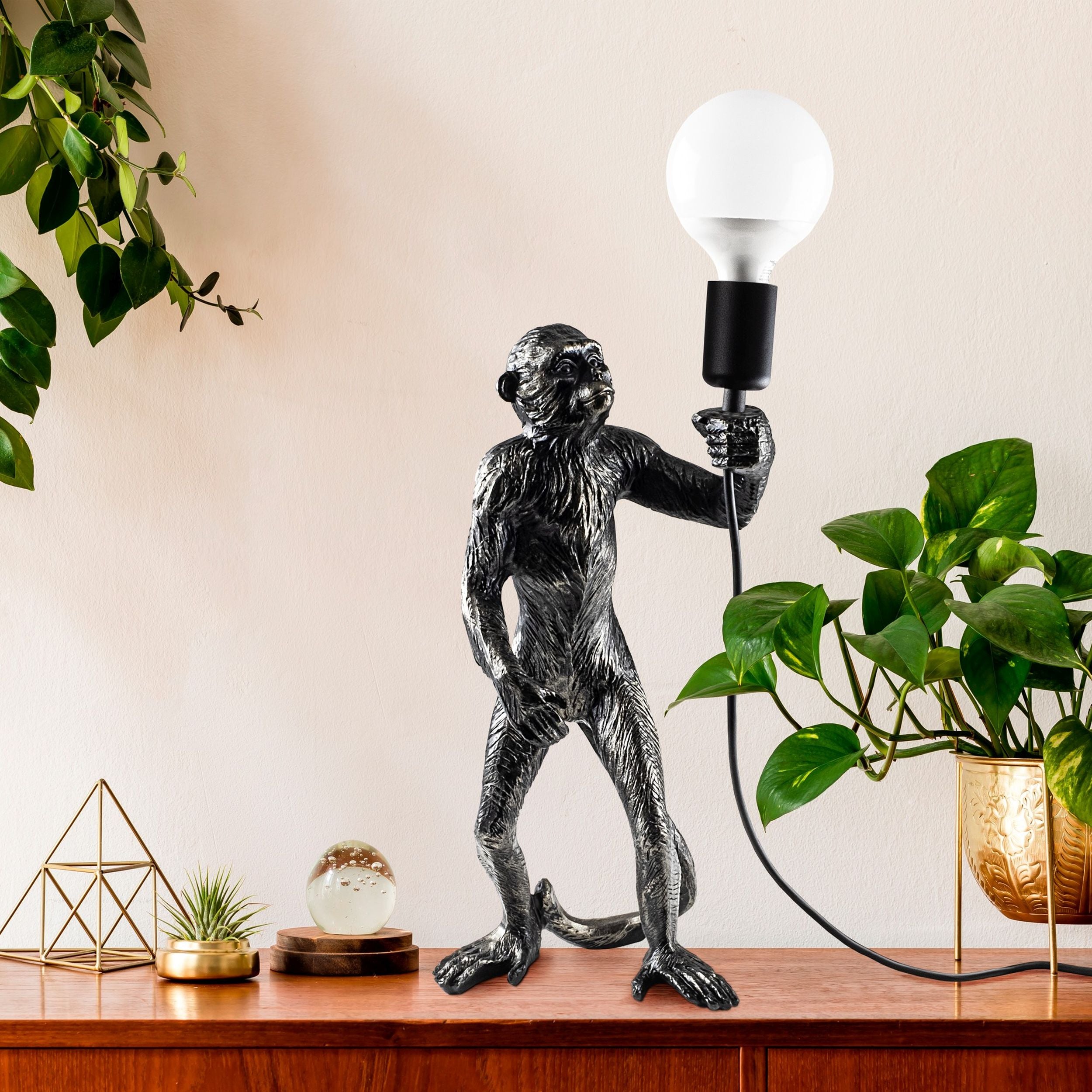 Lampa stołowa Proffitz z małpką czarna