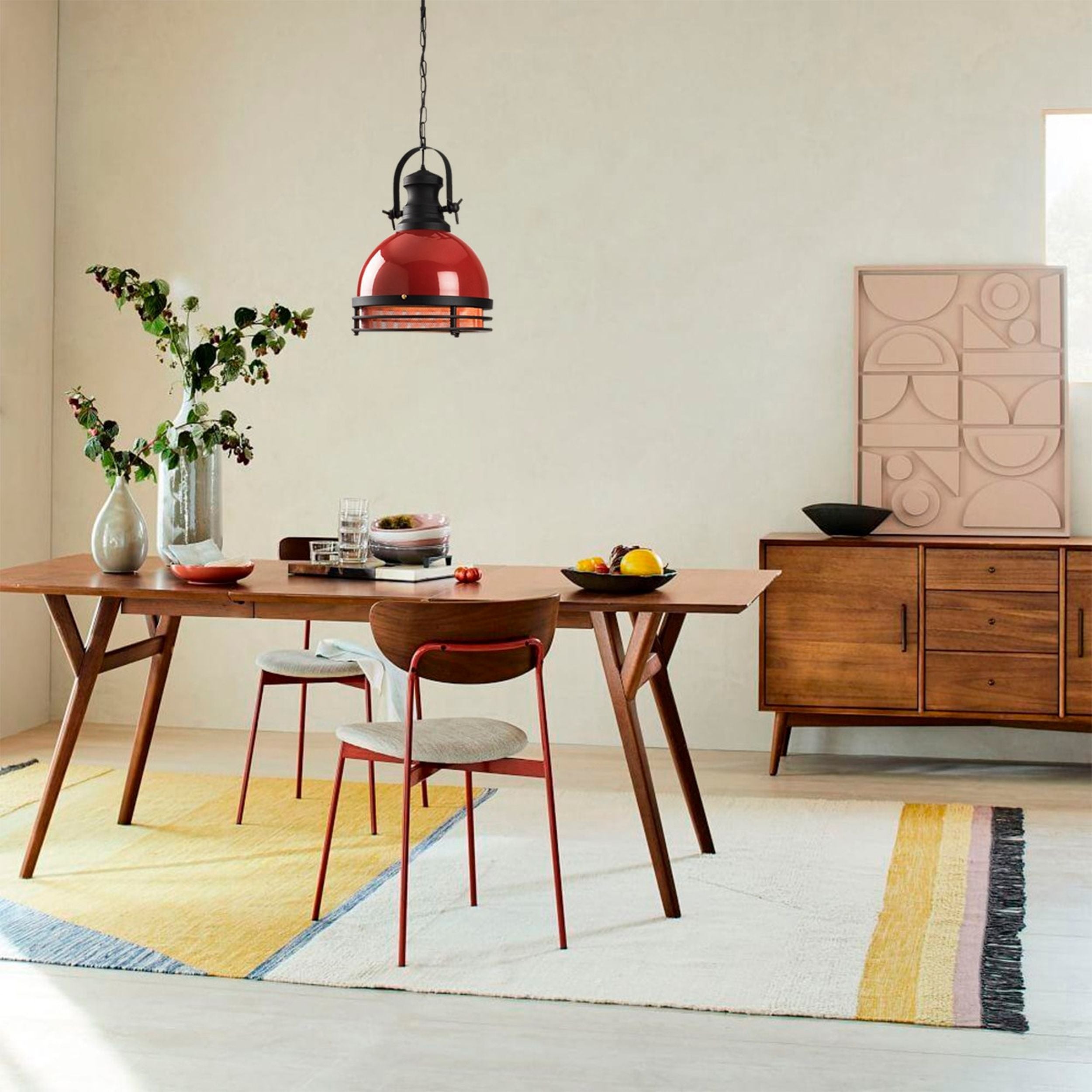 Lampa wisząca Saglam średnica 32 cm czarno-czerwona