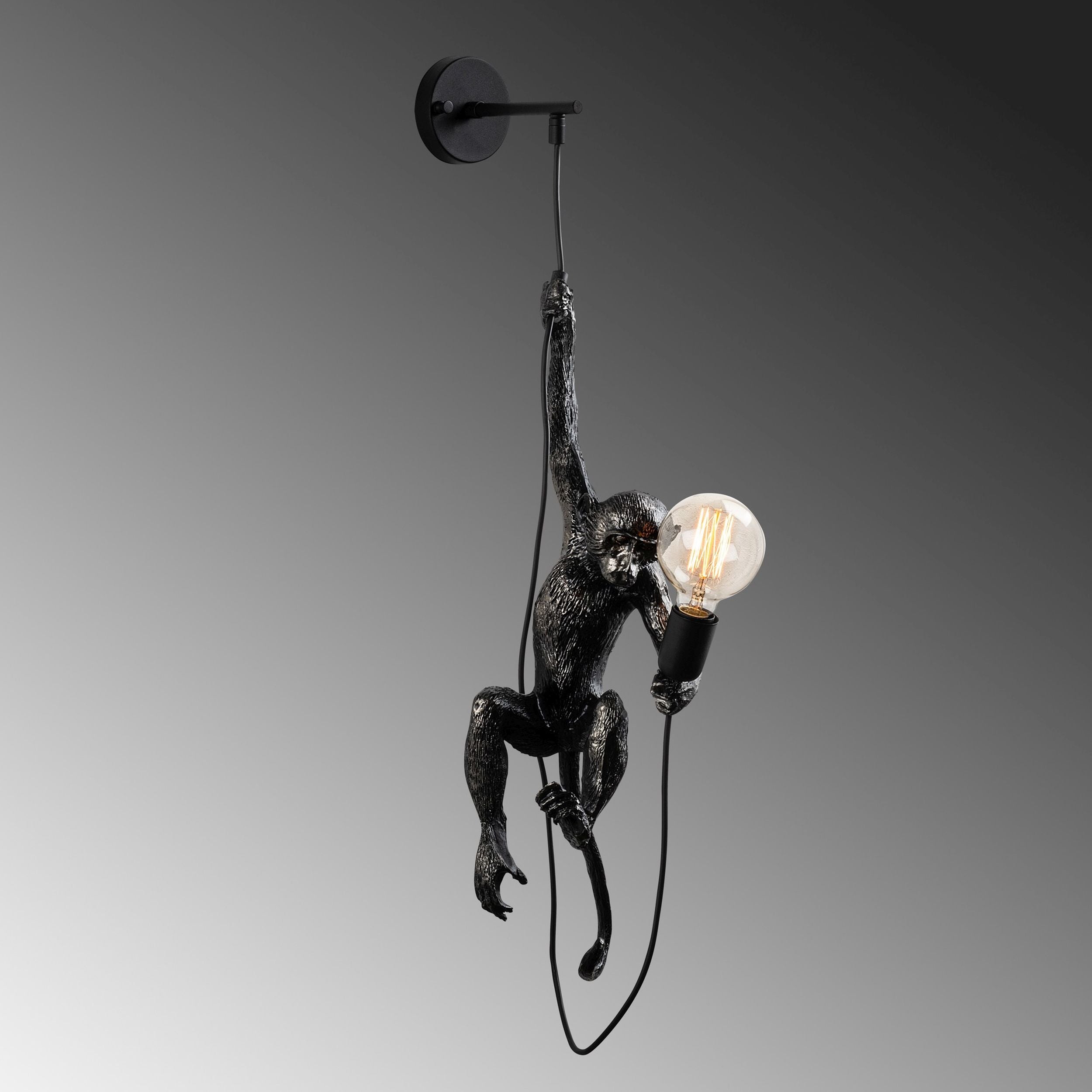 Lampa ścienna Proffitz z małpką czarna