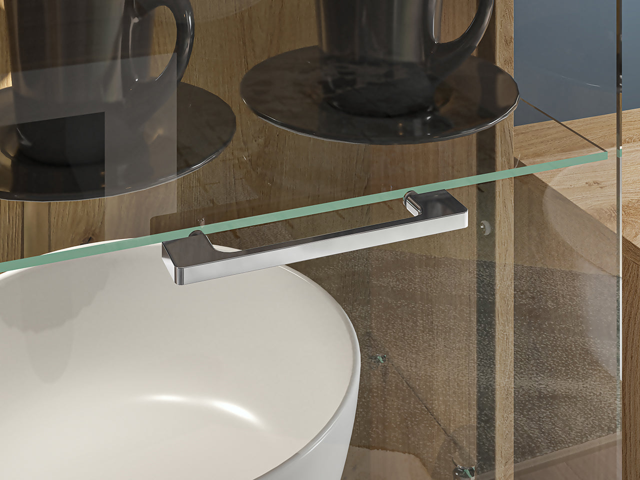 Witryna wysoka Fandri 65 cm prawostronna Dąb castello / Biały połysk