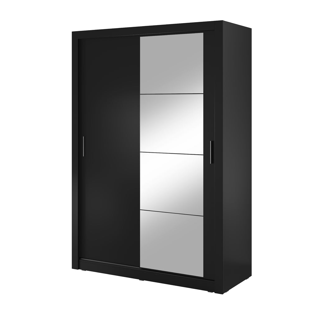 Szafa Arti 150 cm z jednym lustrem i oświetleniem czarna