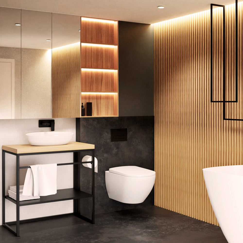 Szafka pod umywalkę Hegamo z półką i uchwytem na papier toaletowy 35/60 cm