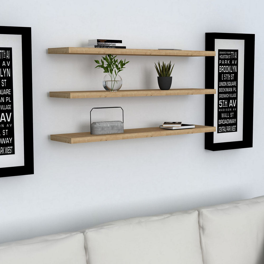 Zestaw trzech półek na ścianę Boike w stylu minimalistycznym 60 cm